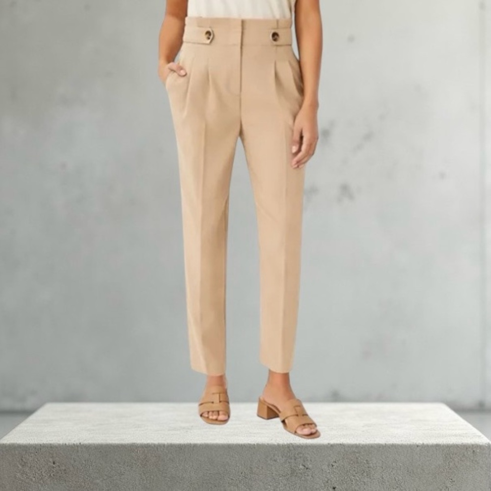 Ann Taylor The Paperbag Ankle Pant New Trousers / Pants Tan Pleated Size 14 - Picture 14 of 14